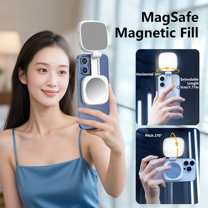 Luz Selfie Magnética para Celular con Espejo