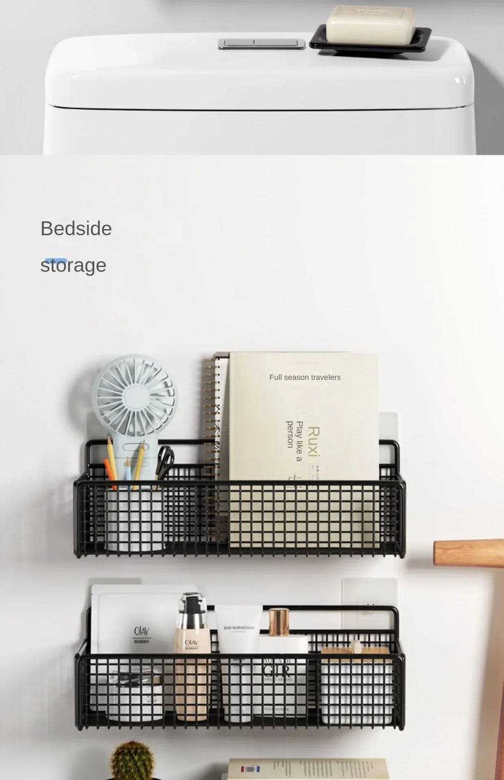 Organizador de baño multifuncional sin perforar – Estante para pared (baño o cocina)