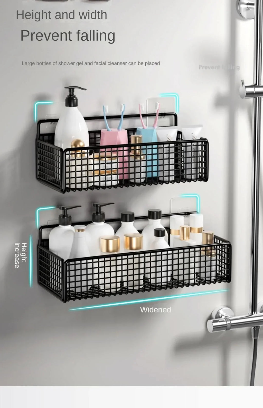 Organizador de baño multifuncional sin perforar – Estante para pared (baño o cocina)