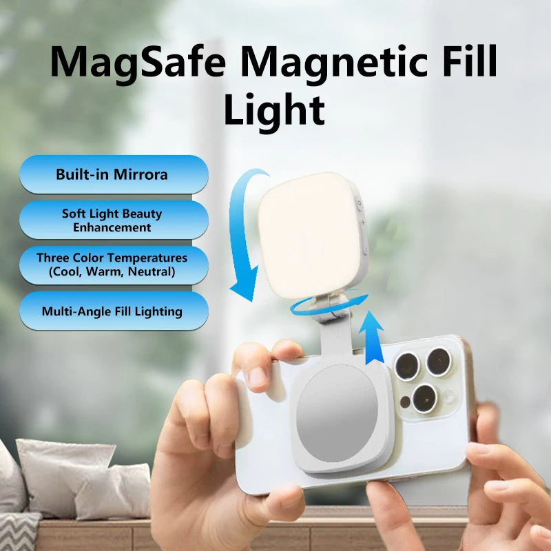 Luz Selfie Magnética para Celular con Espejo