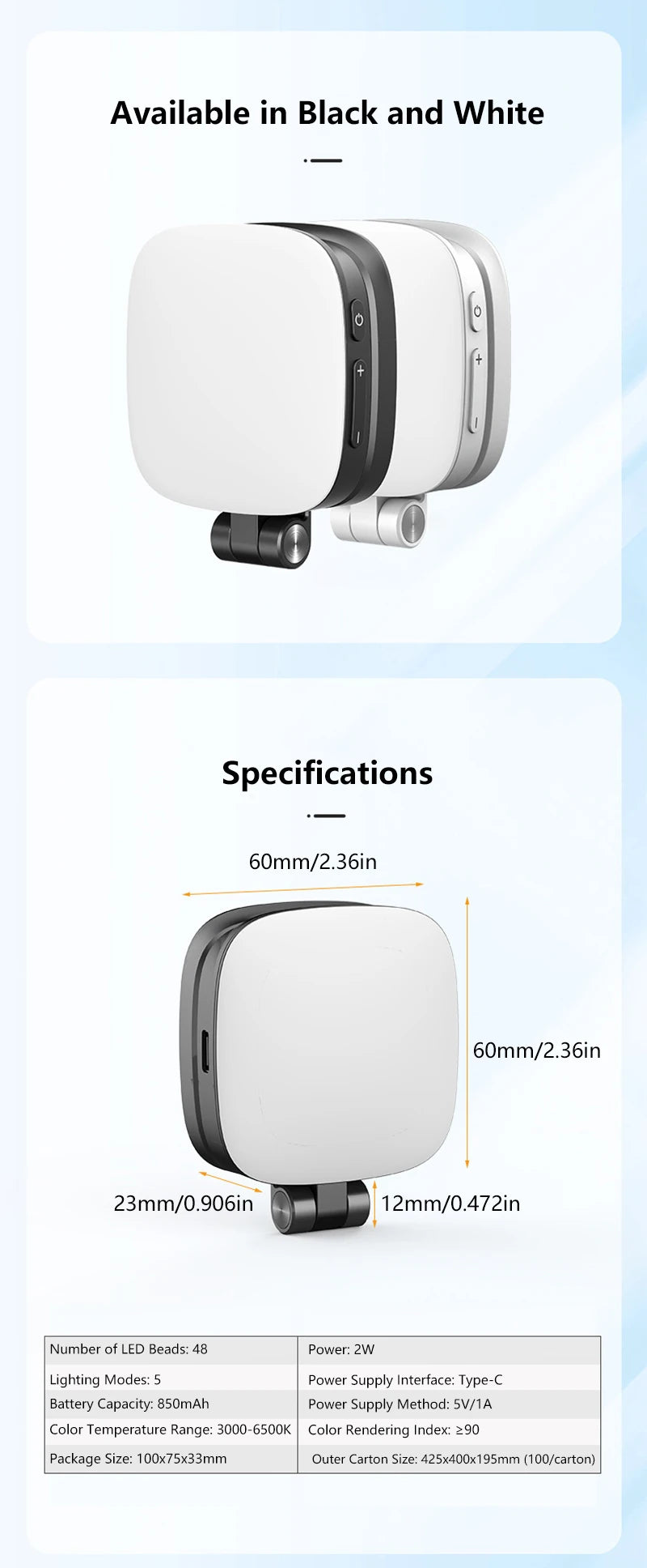 Luz Selfie Magnética para Celular con Espejo