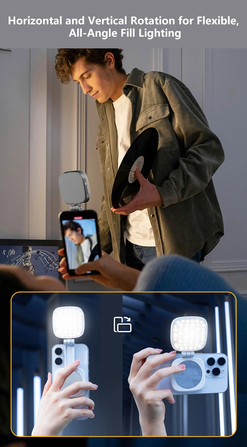 Luz Selfie Magnética para Celular con Espejo