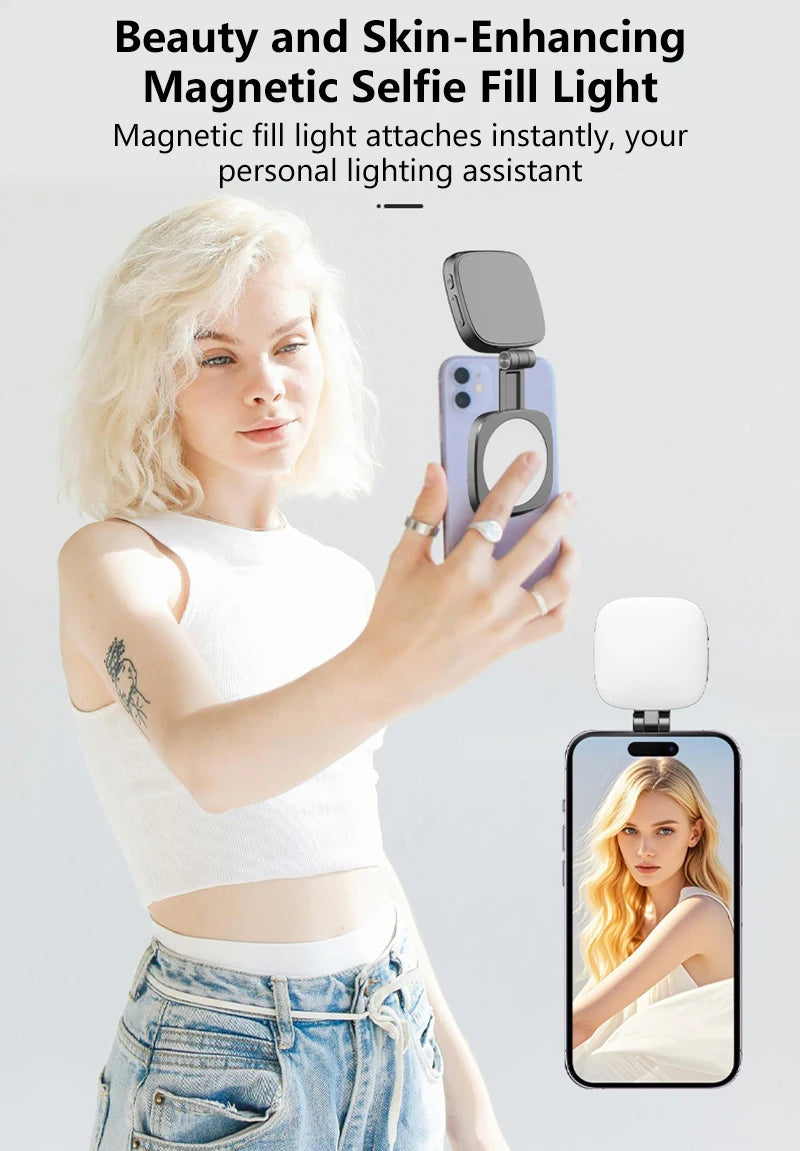 Luz Selfie Magnética para Celular con Espejo