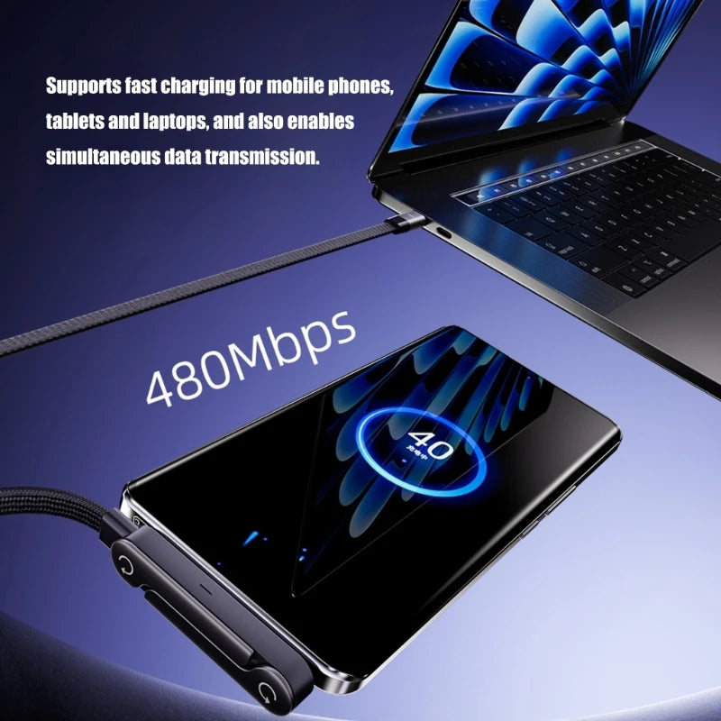 Cable USB-C de 1.5 m con carga rápida 240W y soporte integrado