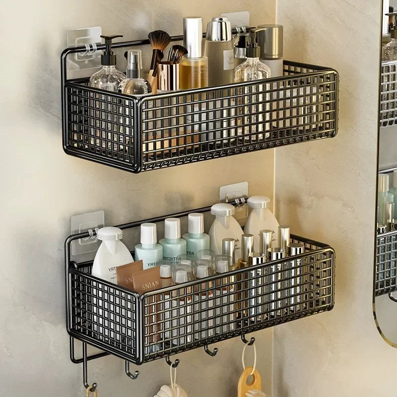 Organizador de baño multifuncional sin perforar – Estante para pared (baño o cocina)